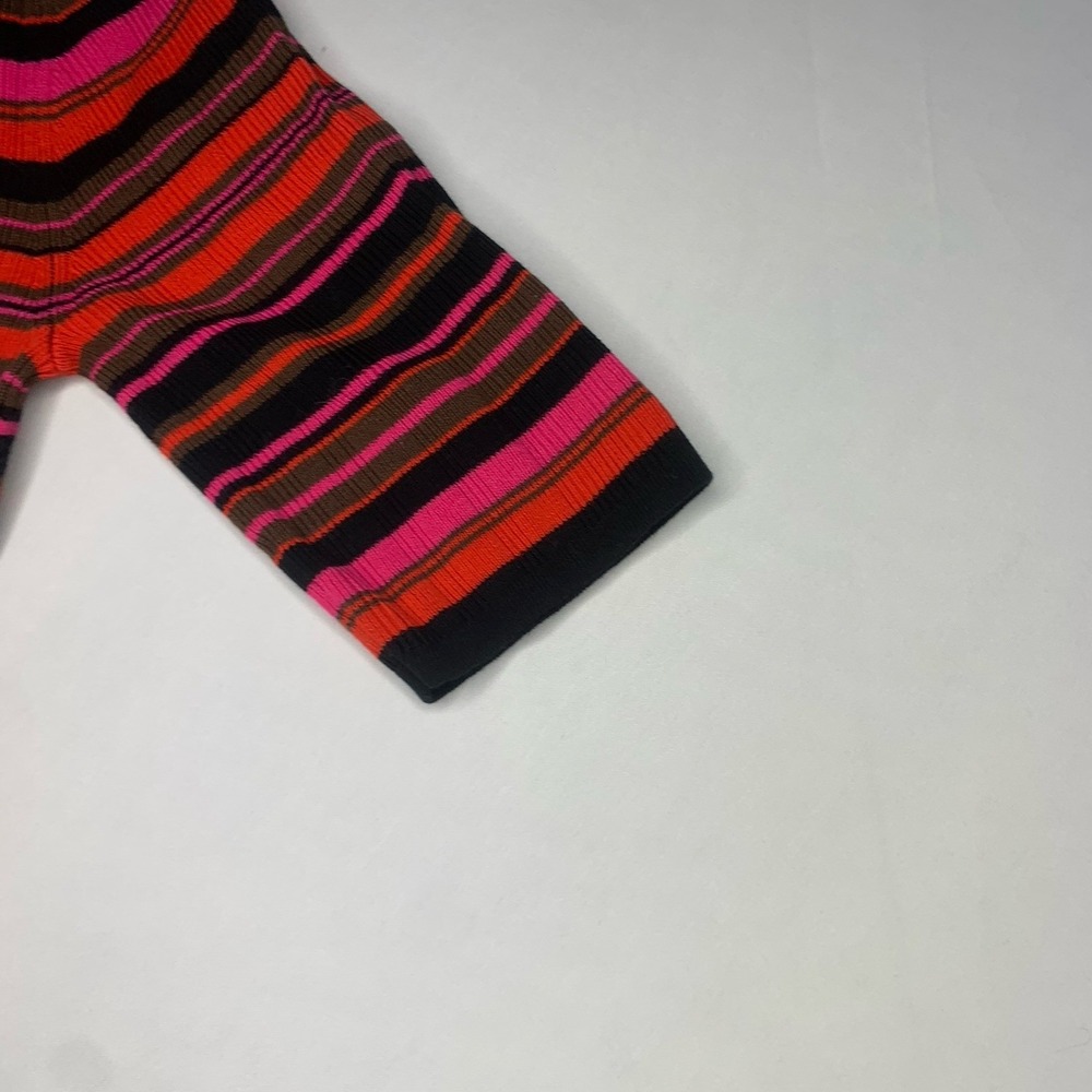 Trina Turk Striped Knit Sweater Dress V-Neck Short Sleeve Multicolor Sheath - Picture 4 of 12